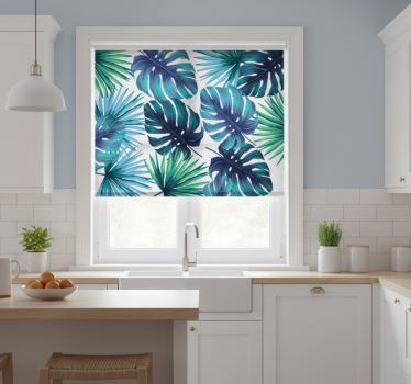 Kitchen roller blind tropical leaves california style - TenStickers