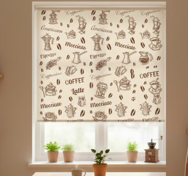 Kitchen roller blind with 3d coffee name designs - TenStickers