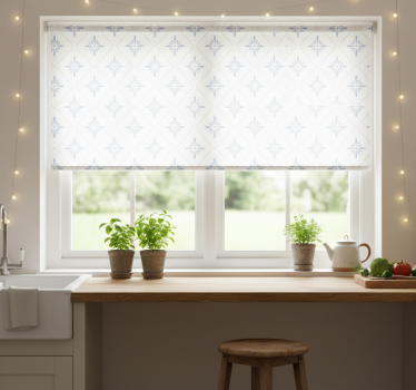 Kitchen roller blind with blue diamond tiles - TenStickers