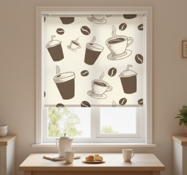 Kitchen roller blind with coffee cup patterns - TenStickers