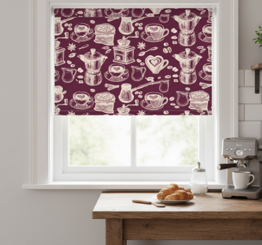 Kitchen roller blind with coffee pattern design - TenStickers