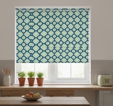 Kitchen roller blind with green clover tile design - TenStickers