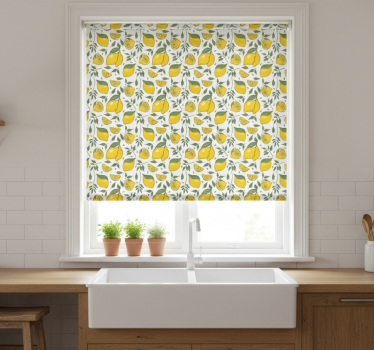 Lemons and cream flowers kitchen roller blind - TenStickers