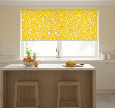 Kitchen roller blind with orange pattern - TenStickers