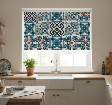 Kitchen roller blind with portuguese vintage tiles - TenStickers