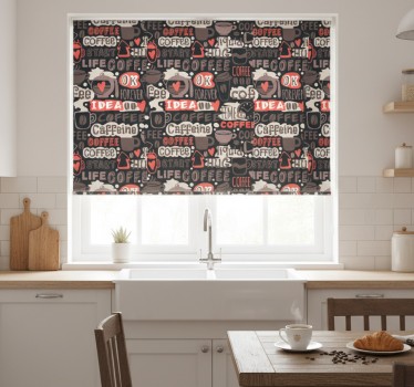 Kitchen roller blind with typographic coffee design - TenStickers