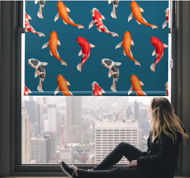 Koi Fish Pattern animal roller blind - TenStickers
