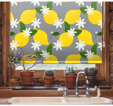Lemon Floral Pattern fruit and vegetable roller blind - TenStickers