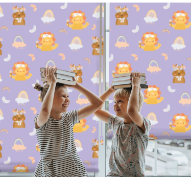 Baby animals and rainbows children room roller blind - TenStickers