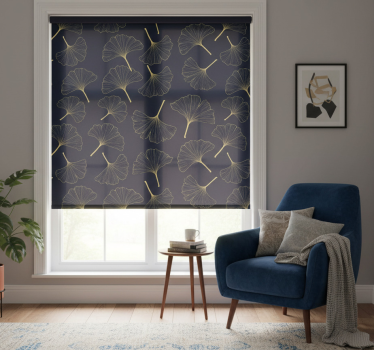 Living room roller blind 3d golden ginkgo leaves - TenStickers