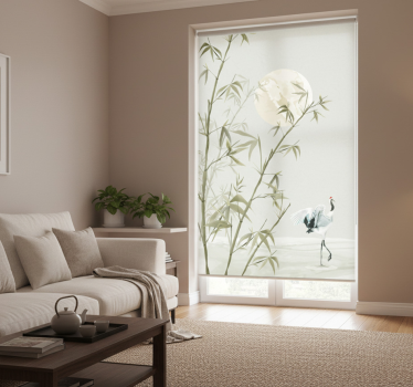 Living room roller blind bamboo art - TenStickers