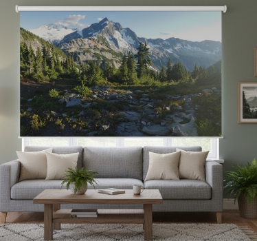 Living room roller blind beautiful mountain view - TenStickers