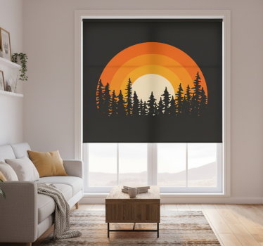 Living room roller blind dark forest sunrise - TenStickers