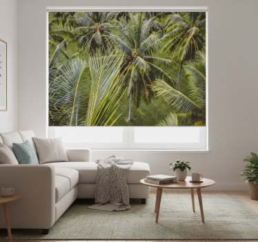 Living room roller blind green palm tree scene - TenStickers