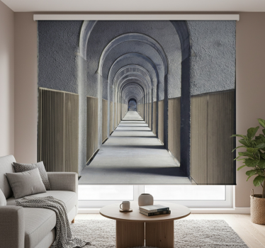 Living room roller blind grey 3d artistic portal - TenStickers