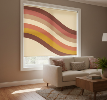 Living room roller blind in 70s stripes design - TenStickers