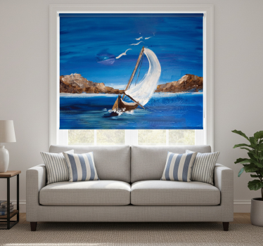Living room roller blind sailboats canvas - TenStickers