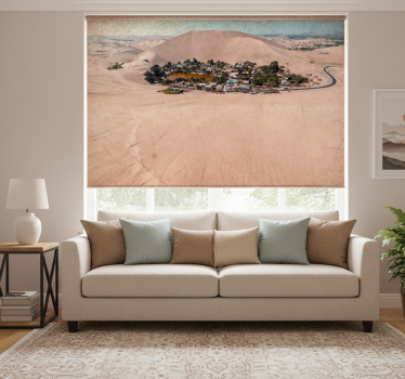 Living room roller blind sandy oasis - TenStickers