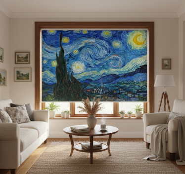 Living room roller blind starry night design - TenStickers
