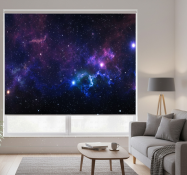 Living room roller blind starry universe design - TenStickers