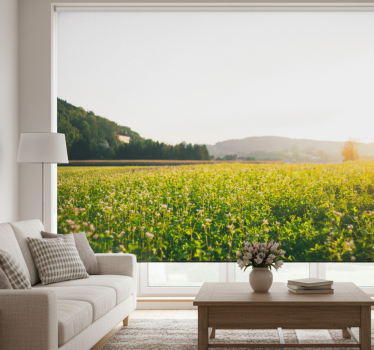 Living room roller blind sunny landscape and flowers - TenStickers