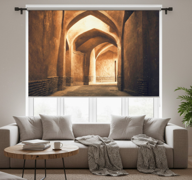 Living room roller blind sunset view 3d portal - TenStickers