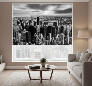 Living room roller blind urban skyline view - TenStickers