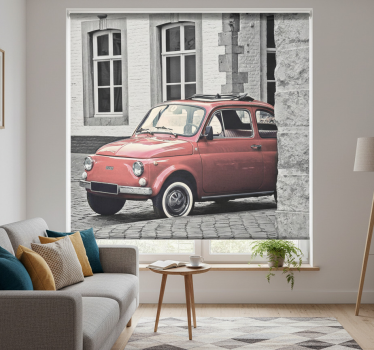 Living room roller blind vintage fiat 500 design - TenStickers