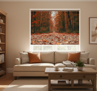 Living room roller blind with beautiful autumn leaves - TenStickers
