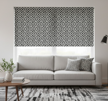 Living room roller blind with black and white pattern - TenStickers