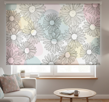 Living room roller blind with cute shapes and flowers - TenStickers