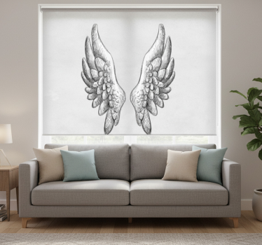 Living room roller blind with hand-drawn wings - TenStickers