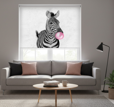 Living room roller blind zebra bubble gum print - TenStickers