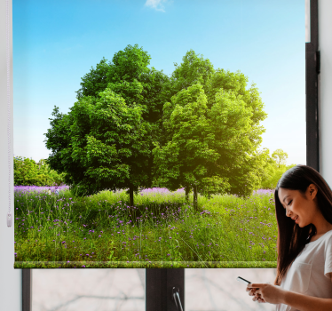 Lush Greenery Scene tree roller blind - TenStickers
