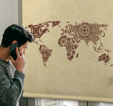 Mandala Global Tapestry world map roller blind - TenStickers