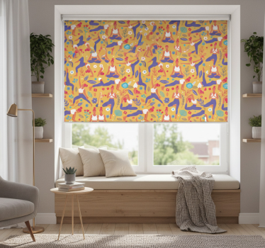 Modern roller blind hand drawn yoga design - TenStickers