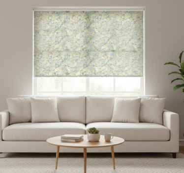 Modern roller blind in beige blue and yellow geometric - TenStickers