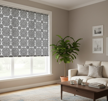 Modern roller blind with asian geometric design - TenStickers