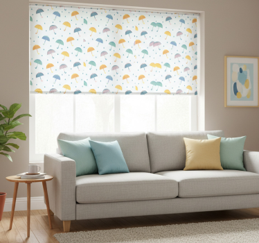 Modern roller blind with colorful umbrella cartoon design - TenStickers