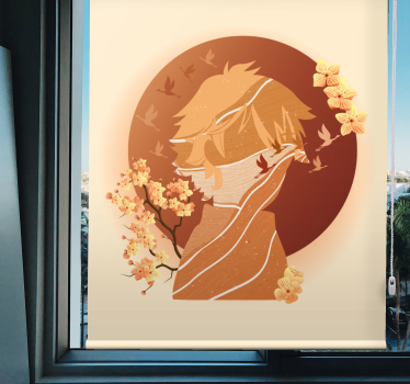 Asian nature silhouette art roller blind - TenStickers