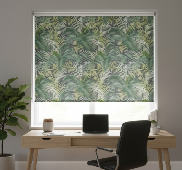 Office roller blind green palm leaves design - TenStickers