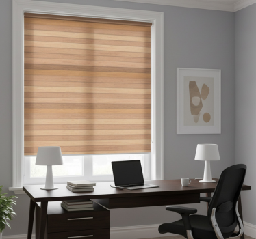 Office roller blind with elegant rustic wood design - TenStickers