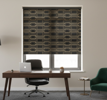 Office roller blind with gold frame art decor - TenStickers