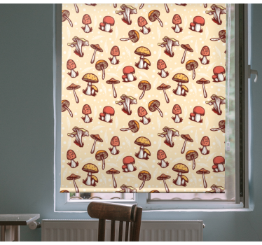 Original cartoon mushrooms Kitchen window blind - TenStickers