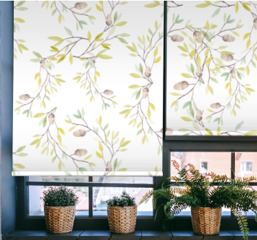 Original watercolor green leaves pattern Bathroom window blind - TenStickers