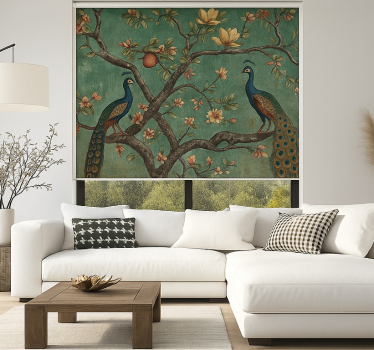 Ornate peacock tapestry living room roller blind - TenStickers