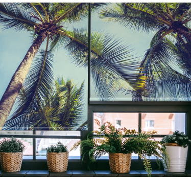 Palm trees from the bottom Master bedroom window blind - TenStickers
