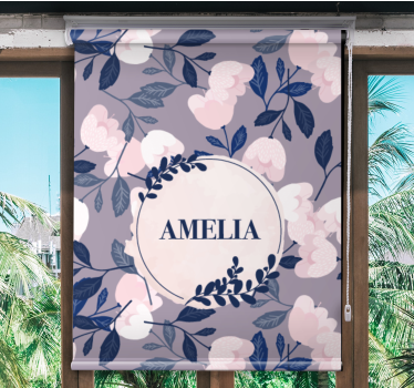 Pastel color hand painted flowers Personalized blind - TenStickers