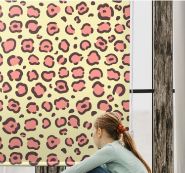 Pink and yellow leopard animal roller blind - TenStickers