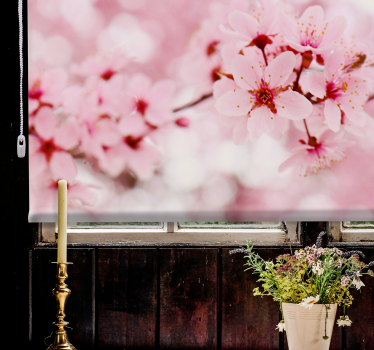 Pink bloom Photography art Flower roller blind - TenStickers